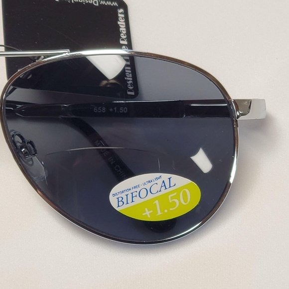 Design Line Aviator Sun Readers +1.50 Silver - Picture 2 of 6